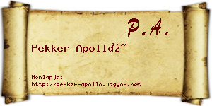 Pekker Apolló névjegykártya